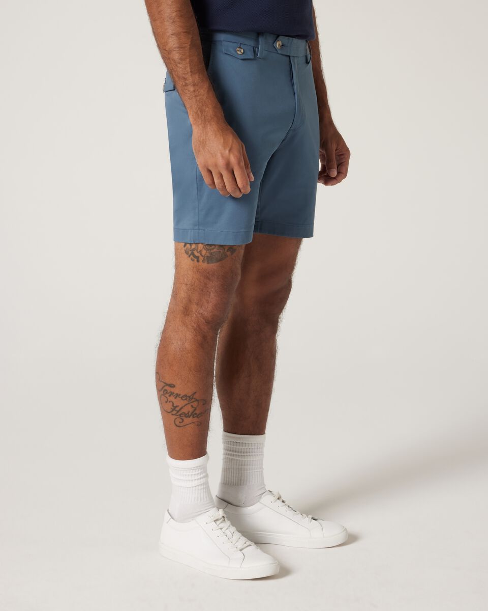 Slim Stretch Cotton Stretch Chino Short, Chalk Blue, hi-res